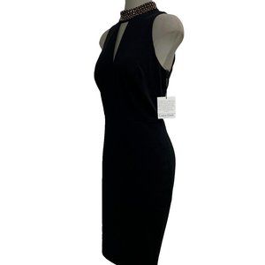 Calvin Klein Elegant BLACK Cocktail Party Keyhole Chocker Sheath Dress size 8